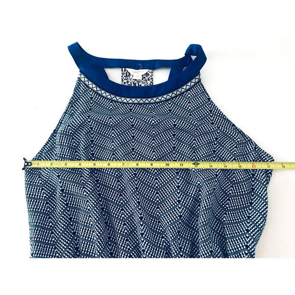 Lucky Brand | Women's Blue Sleeveless A-Line Maxi Chevron Dress Size XL - Picture 12 of 15